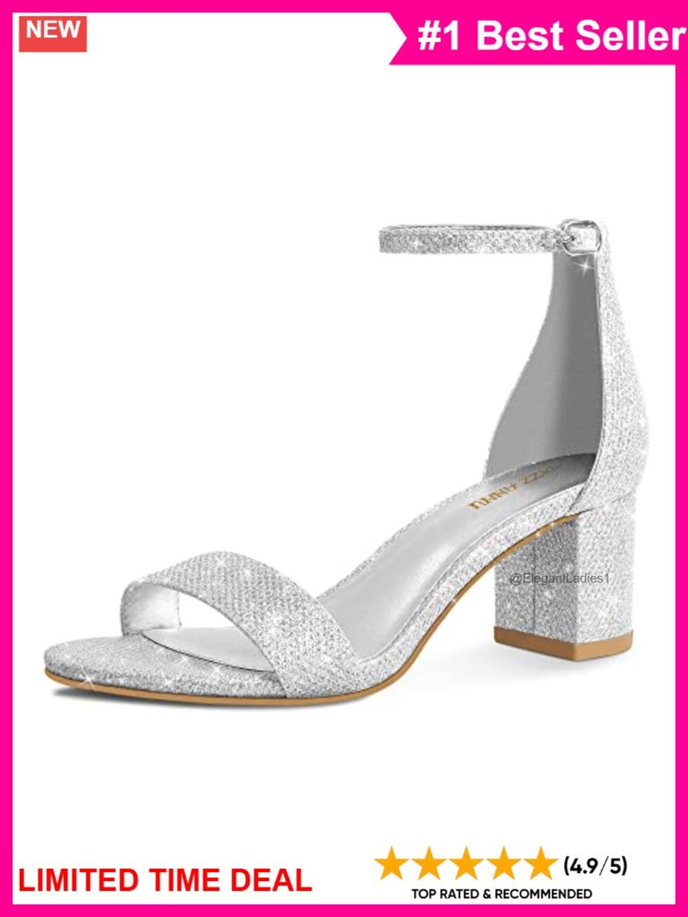 Women's Low Block Heel Open Toe Ankle Strap Buckle Sandals Faux Leather